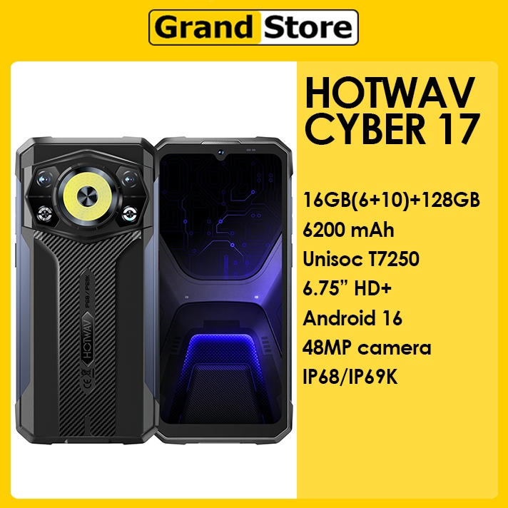 Hotwav Cyber 17 16GB/128GB Unisoc T7250 6200mAH 6.78"120Hz 48MPcamera Android 16