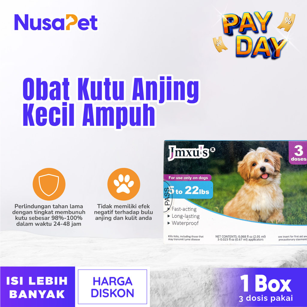 Obat Kutu Anjing Kecil Jmxu – Obat Anti Kutu Anjing Tetes – Obat Tetes Kutu Anjing Ampuh - 3 Dosis P