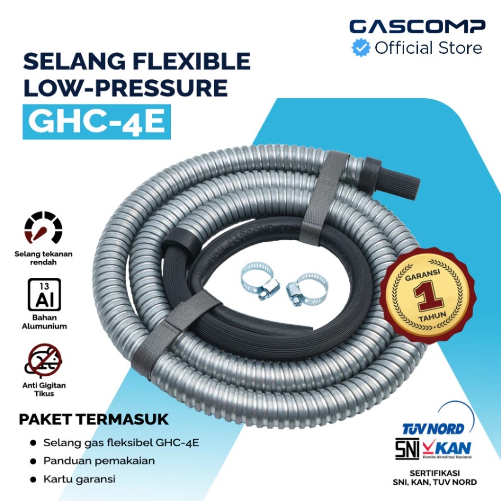 GASCOMP Selang Regulator Gas Flexible (GHC 4E) Selang Gas Anti Bocor Tekanan Rendah Selang Kompor Ga