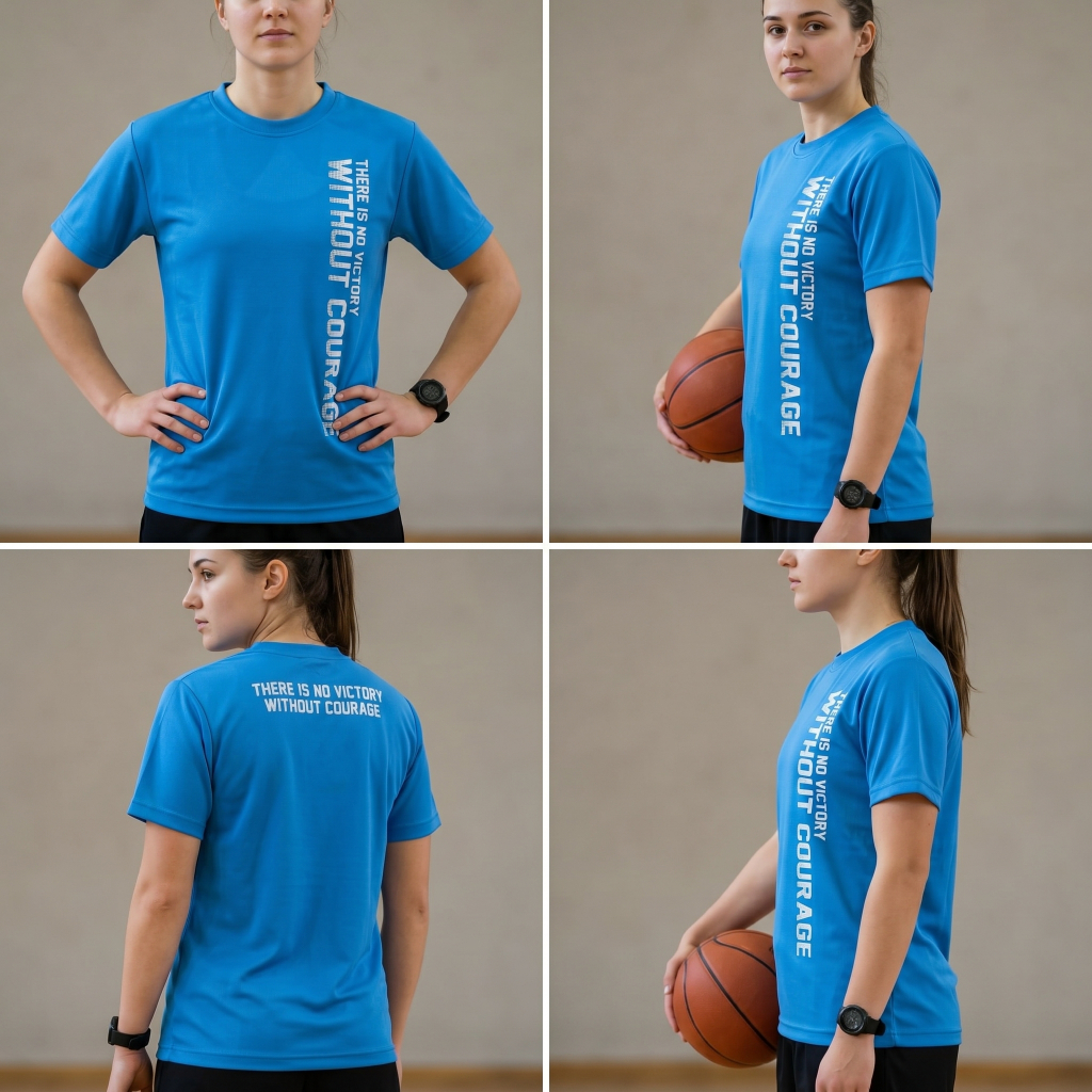 Kaos Jersey Basket Wanita Pria Biru Spell Out Keren Lengan Pendek