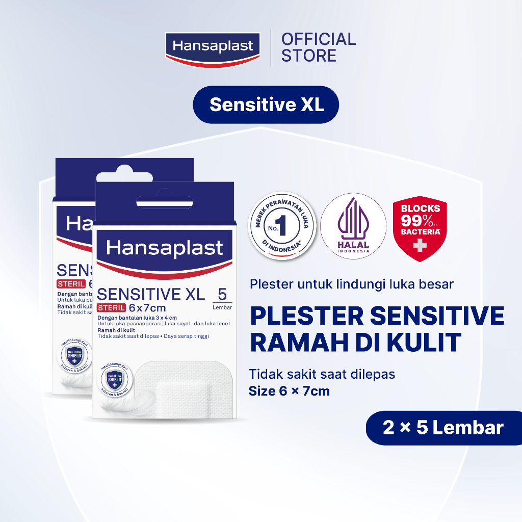 HANSAPLAST Plester Sensitive Steril XL isi 5 P3K Bantalan - Twin Pack
