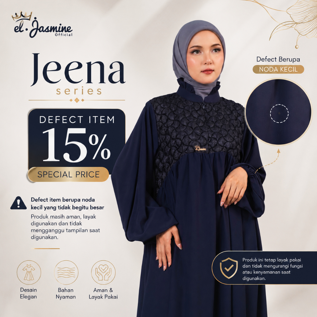 Defect Item Jeena Series Gamis Syar’i Korea Style Premium - ElJasmine