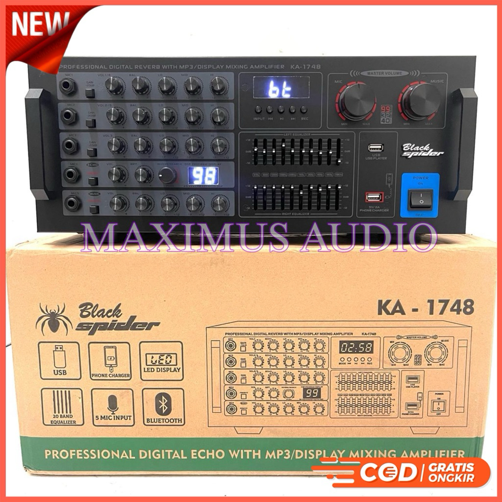 Promo Audio Power Amplifier Black Spider KA 1748 Original KA-1748 Power Amplifier Black Spider KA 17