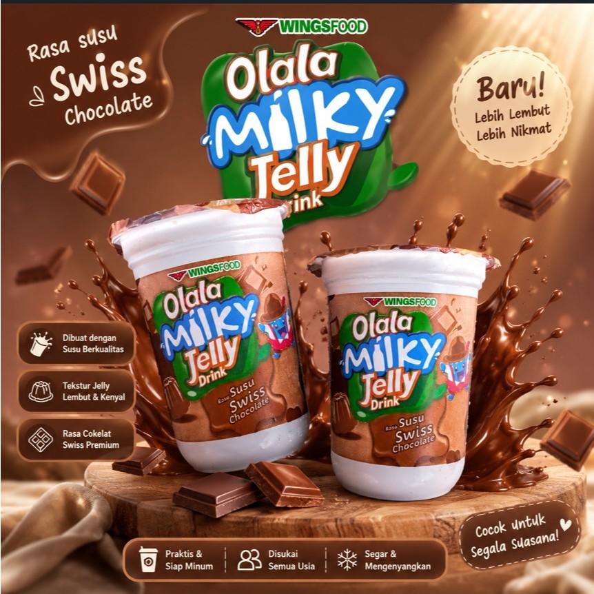 Olala Milky Jelly Drink Rasa Susu Swiss Chocolate Kemasan 220 ml Murah & Hemat