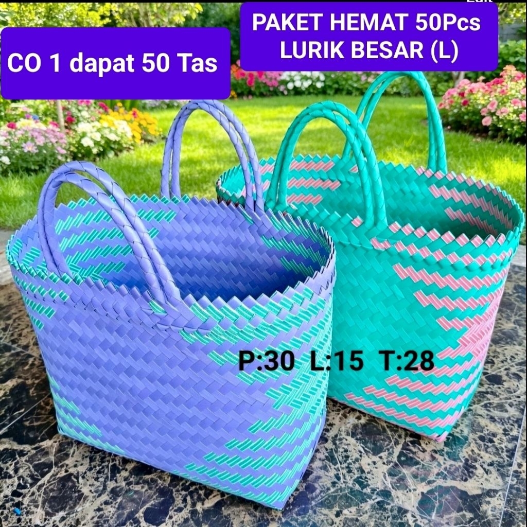 Paket 50pcs Tas Anyaman Lurik / Tas Anyaman lurik /Tas Anyaman /Tas Sembako /Tas berkat /Tas Tahlil 