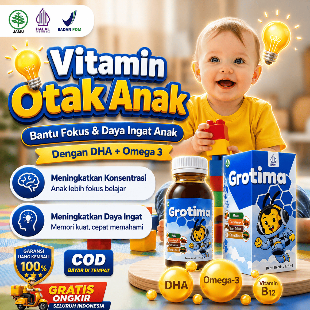 Vitamin Anak DHA / Vitamin Otak Anak Pintar / Grotima original Untuk Kecerdasan otak Anak / Suplemen