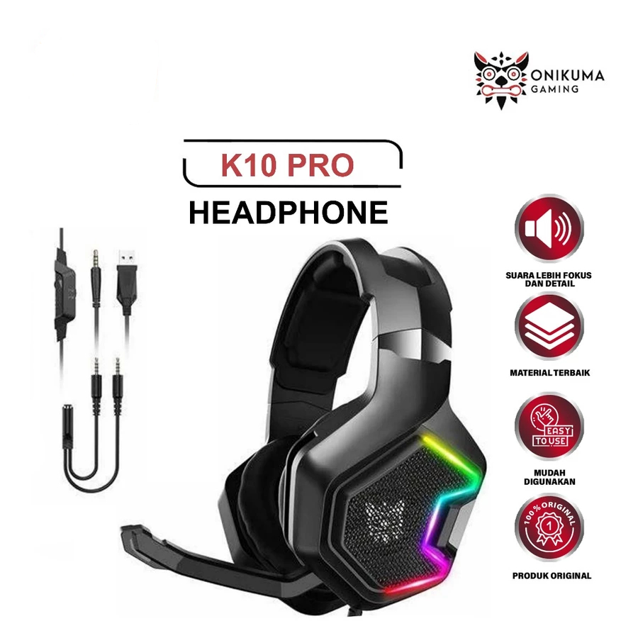 HEADPHONE GAMING ONIKUMA K10 PRO BLACK ORIGINAL