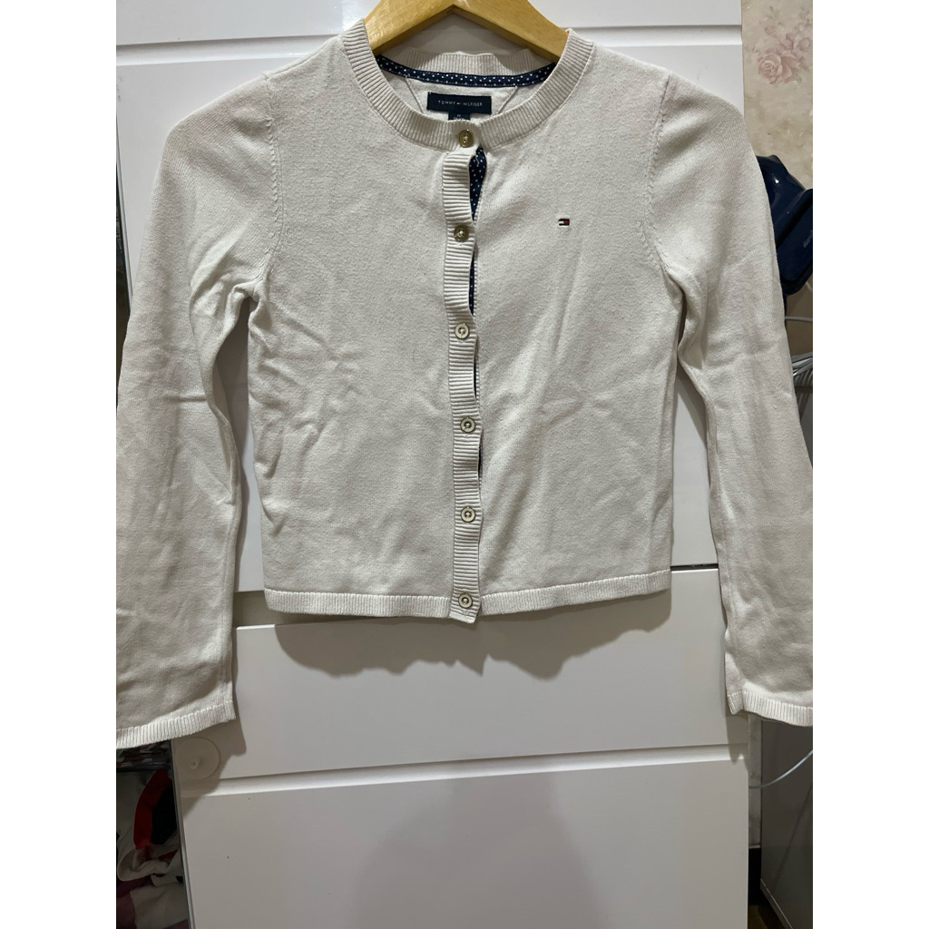 sweater rajut putih tommy hilfiger anak perempuan sz 8-10thn preloved