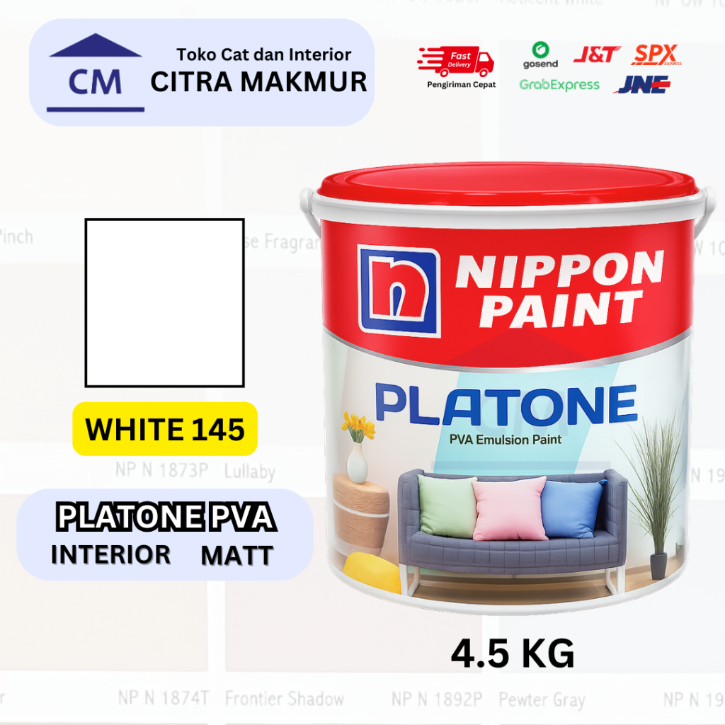 Nippon Platone PVA WHITE 145 - 4.5 Kg (Cat Putih Interior Nippon Paint)