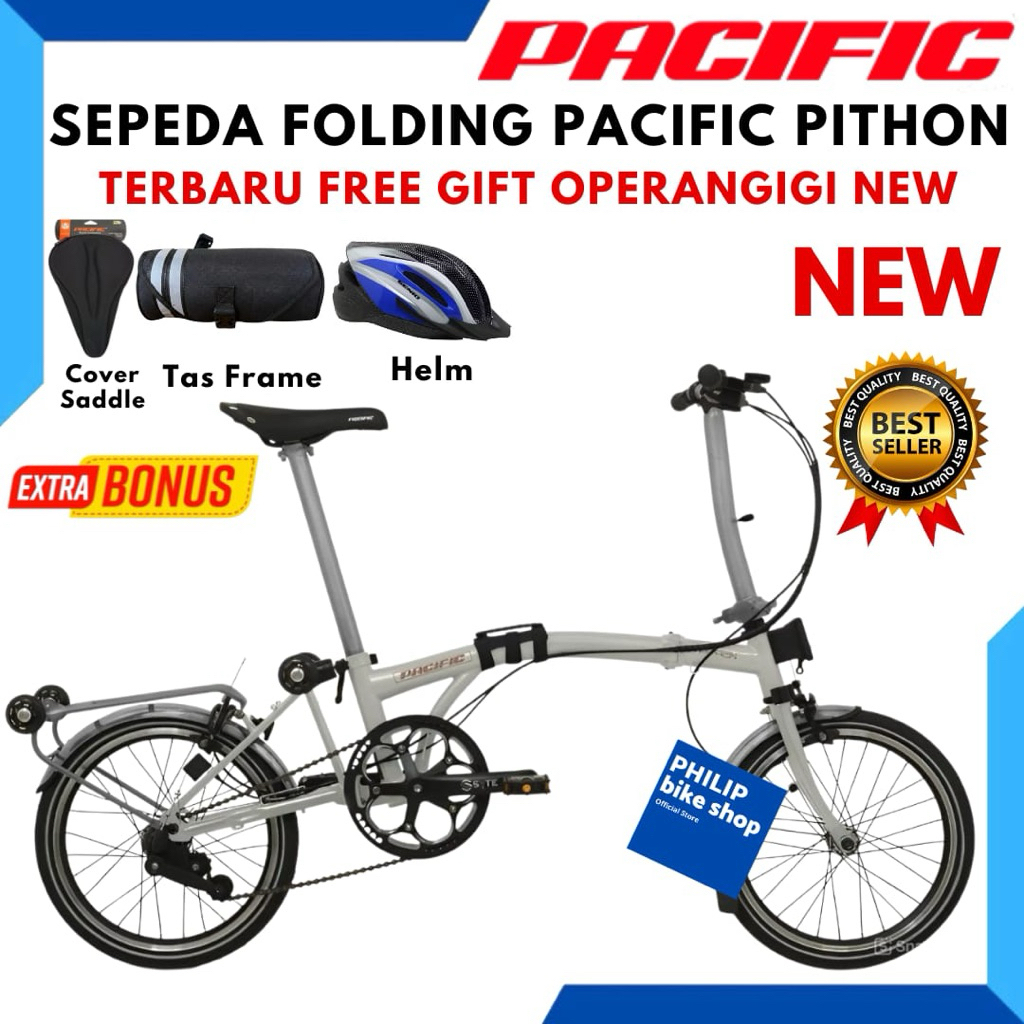 Sepeda Folding Bike 16 Inch Pacific Pithon Lipat 3 Terbaru