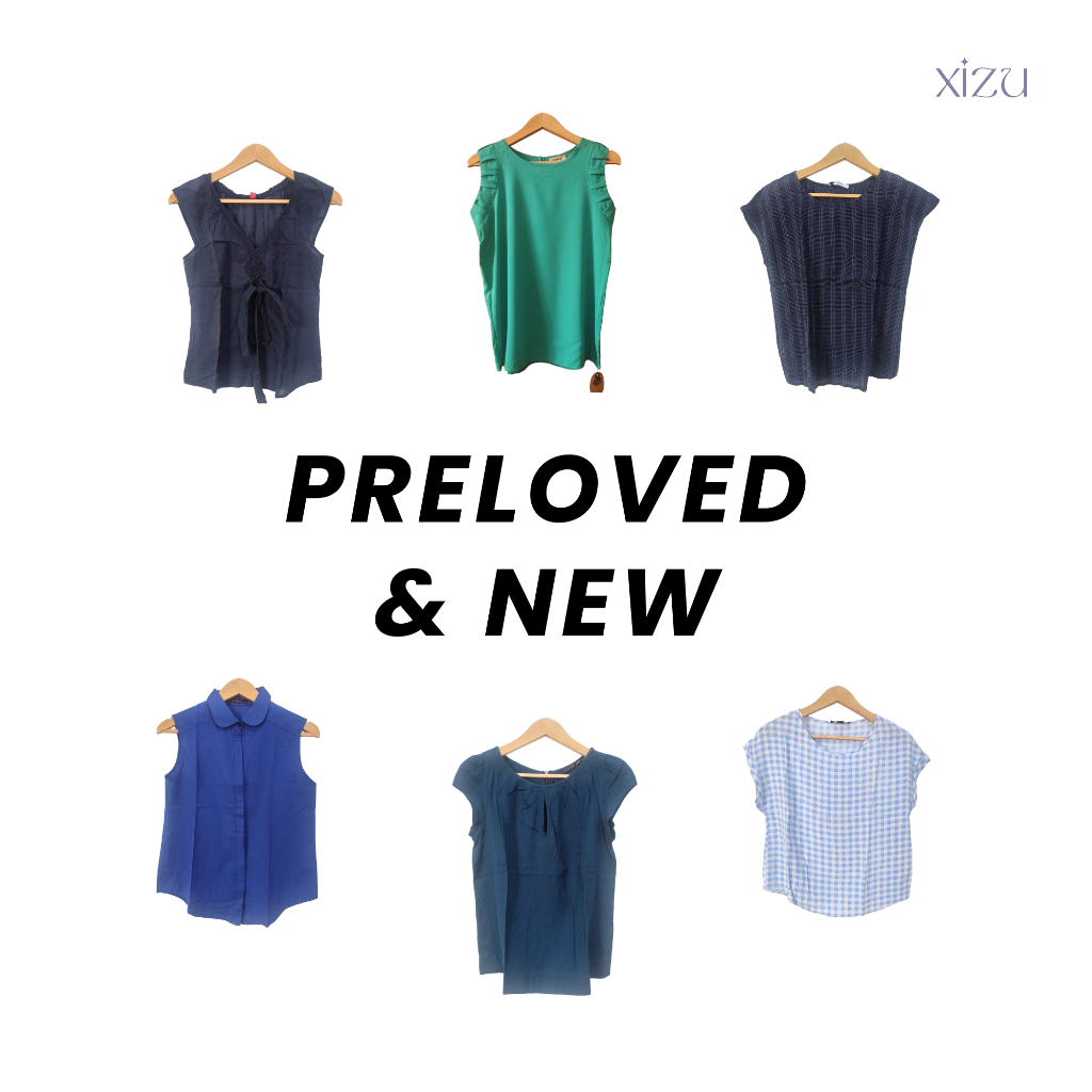 Preloved Baju Atasan Wanita | Sleeveless| Tank Top | Blue Green Black Tosca | Style Modern Korean Y2