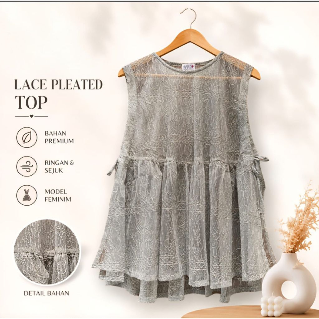 Vest Brukat/Outer Lace Top Wanita Bahan Lace (Brukat) Adem dan Lembut