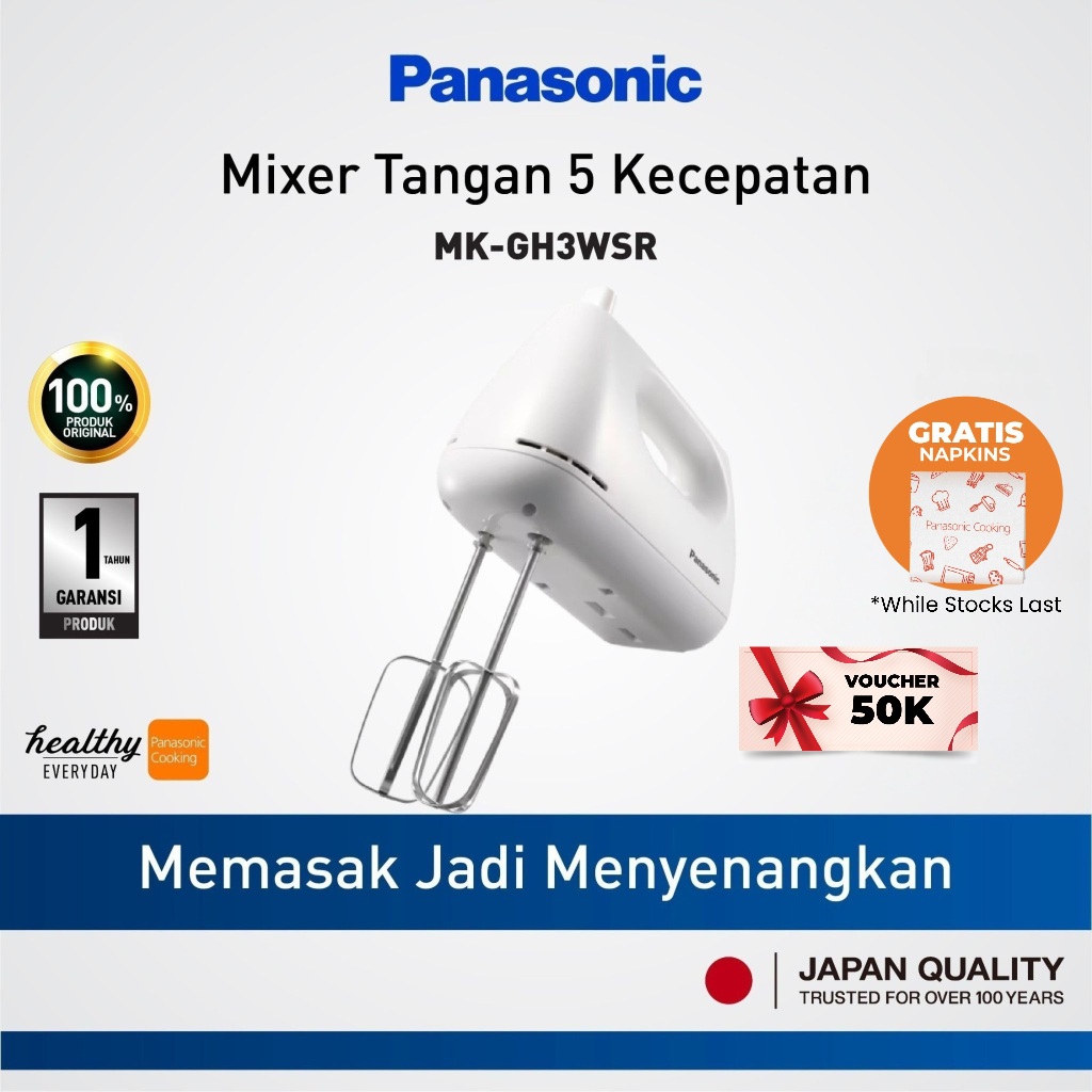 Mixer Tangan Panasonic MK-GH3WSR - Mengocok Telur dan Adonan dengan Mudah