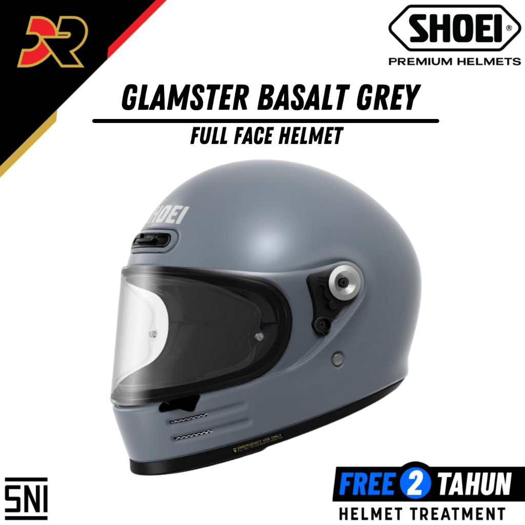 Shoei Glamster Basalt Grey Helm Full Face Retro SNI Original Helm Shoei