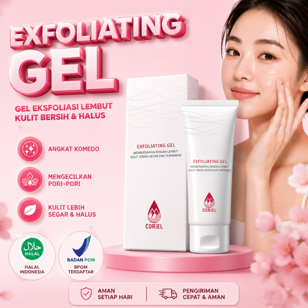 Exfoliating Gel Pengangkat Sel Kulit Mati BPOM Halal – Peeling Gel Wajah Glowing Cerahkan Kulit Bers