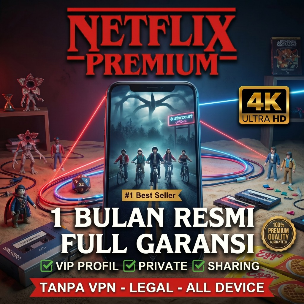 Netflix Premium 1 Bulan - 4K UHD, Full Garansi, Anti Limit Screen