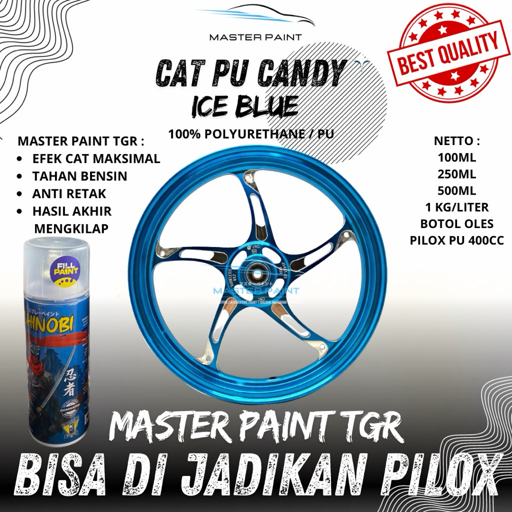 ( BISA DIJADIKAN PILOX ) Cat PU Candy Ice Blue Original | Velg CNC Ice Blue Original