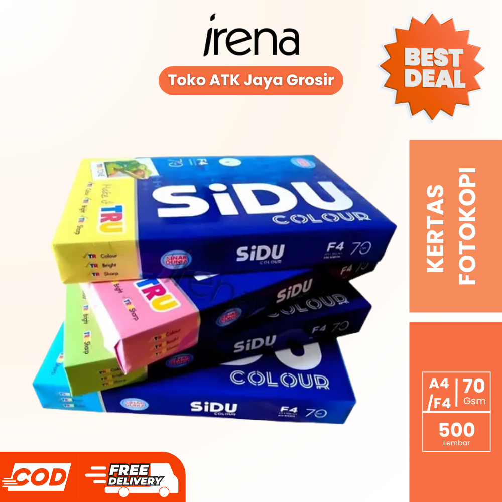 SIDU Kertas HVS Warna A4 F4 70gsm Kertas Print Fotocopy Berwarna