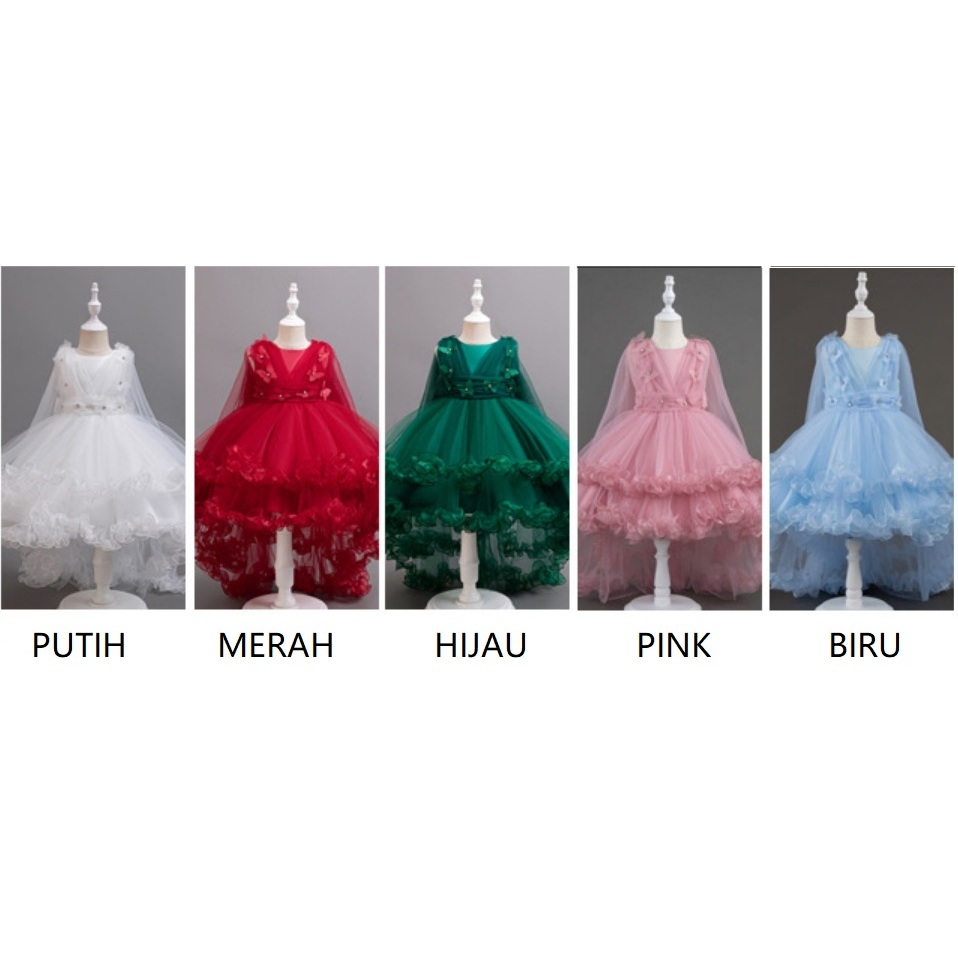 W 8015 Gaun ekor panjang BALLGOWN, gaun natal untuk penampilan piano host kecil fashionable anak-ana