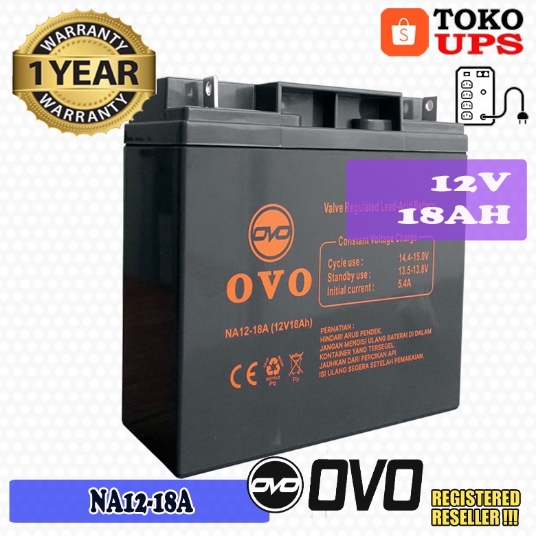 Baterai UPS OVO VRLA 12V 18AH Baterai Aki 12V 18 Ah Baterai UPS