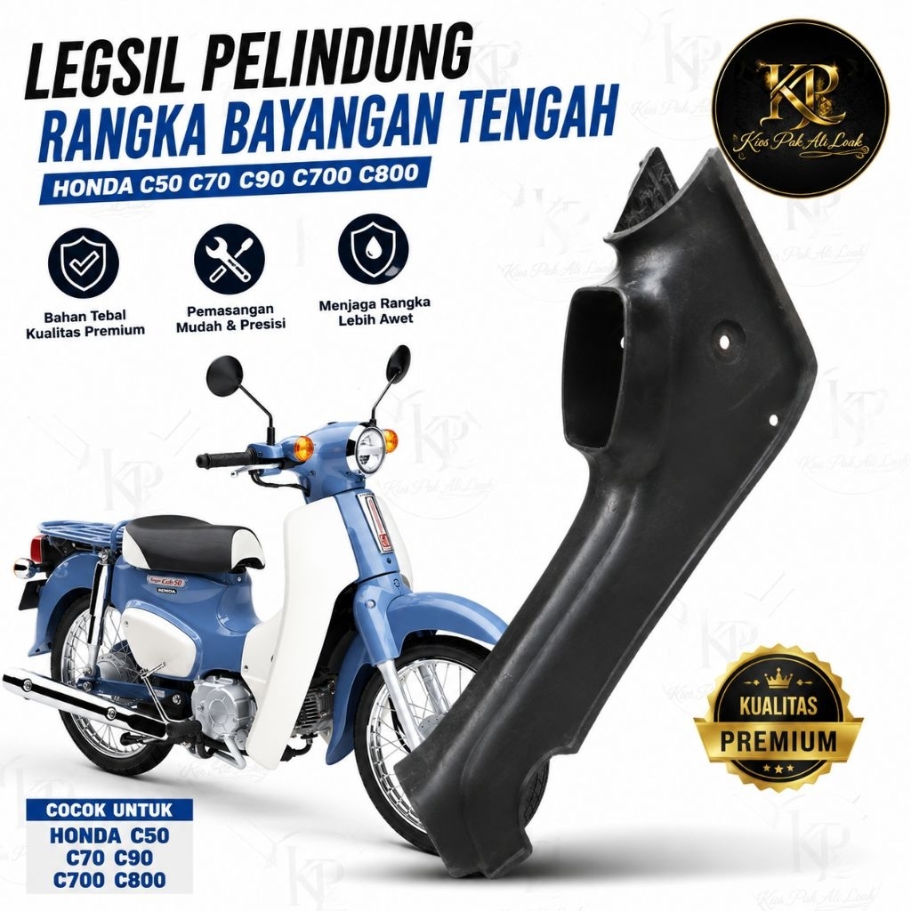 LEGSIL Tengah Cover Pelindung Rangka Bayangan Original Honda C50 C70 C80 C700 C800 Bekas Copotan Mot