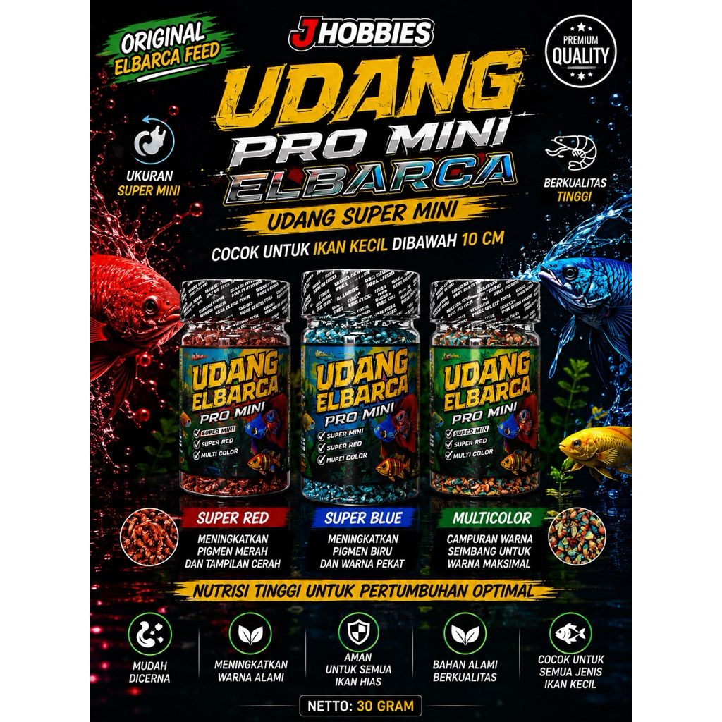 PAKAN IKAN UDANG KERING PRO MINI (udang kecil botol) UNTUK IKAN DIBAWAH 10 CM COCOK UNTUK BABY CHANN