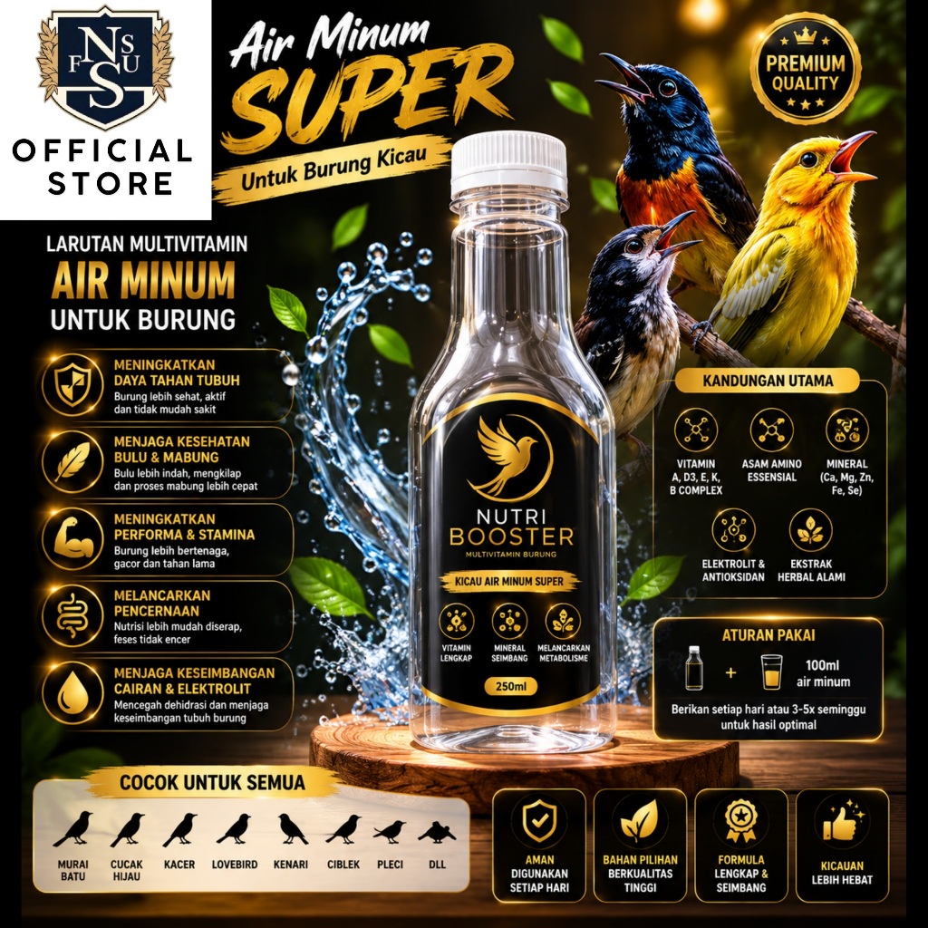 NFSU AIR SAKTI BURUNG Nutri Booster Larutan Burung Air Minum Khusus Burung Kicau Vitamin Obat Doping