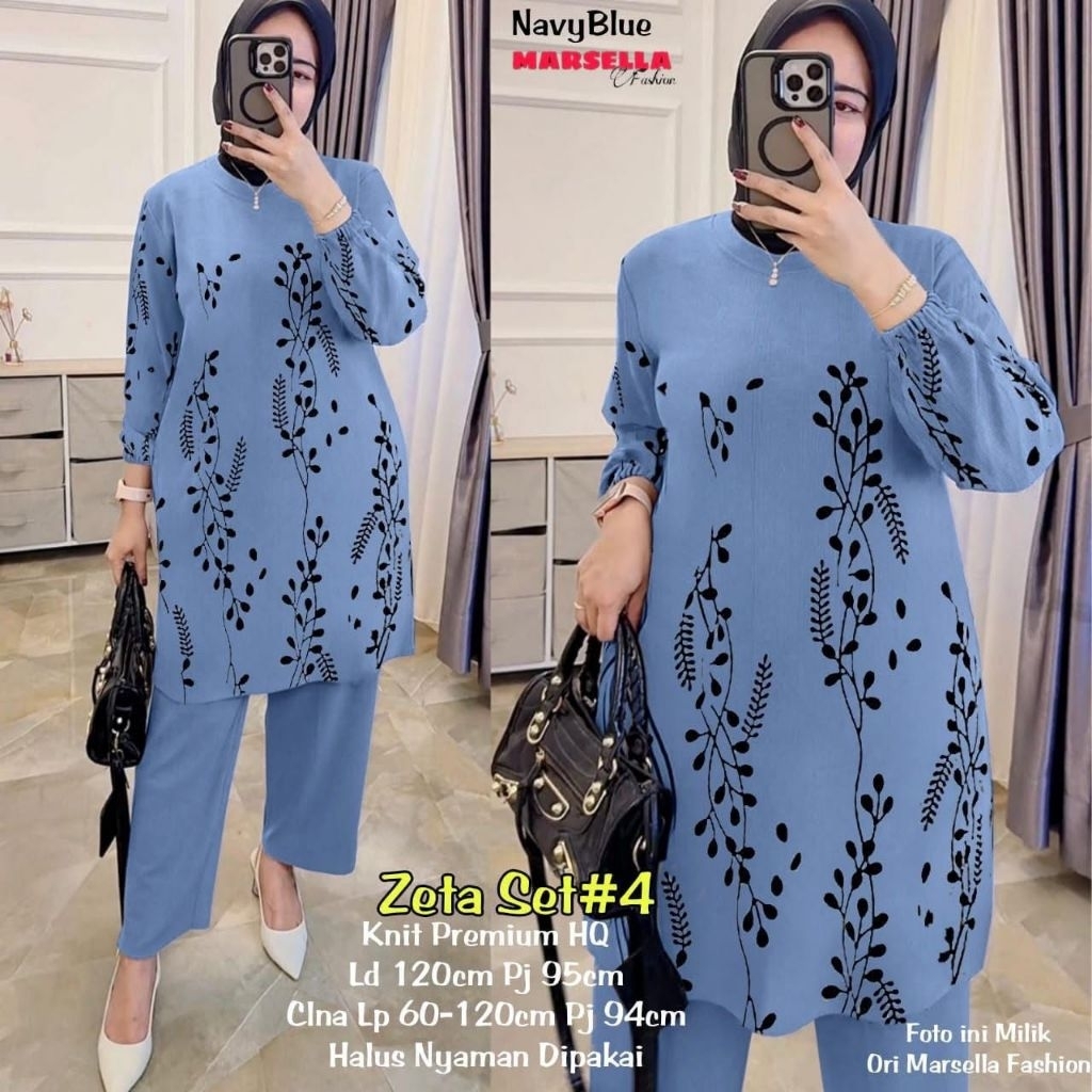FREE GIFT NEW ZETA #4 SET TUNIK ORI BY MARSELLA ORI REALPIC GOOD QUALITY BAHAN : KNIT