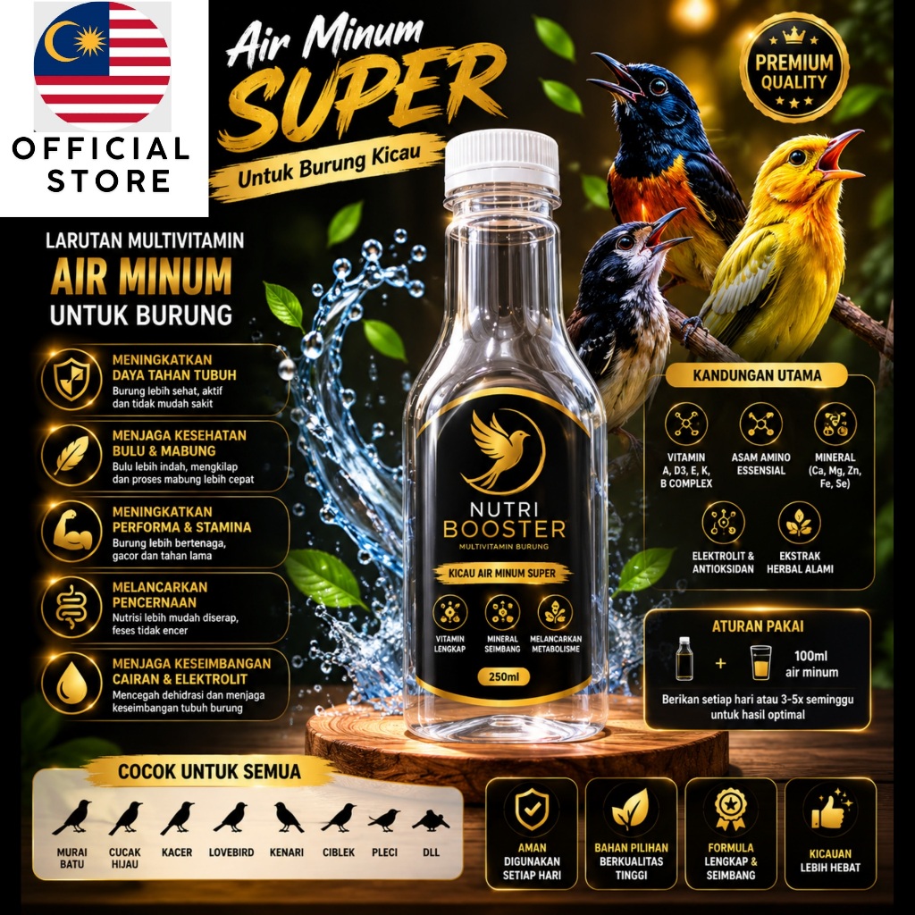 MY - AIR SAKTI BURUNG Nutri Booster Larutan Burung Air Minum Khusus Burung Kicau Vitamin Obat Doping