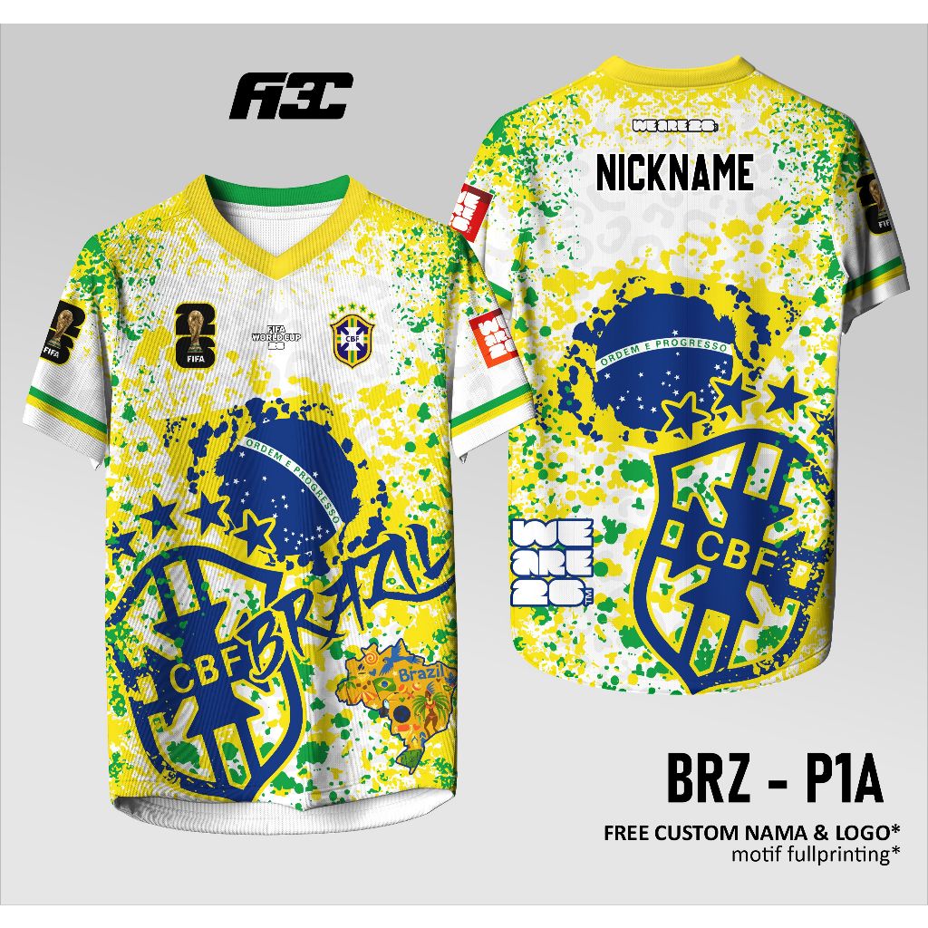 Jersey Fans Brazil Pildun 26 Kaos Jersey Atasan Supporter Jersey Pildun 26 BRZ - P1A FULL PRINTING F