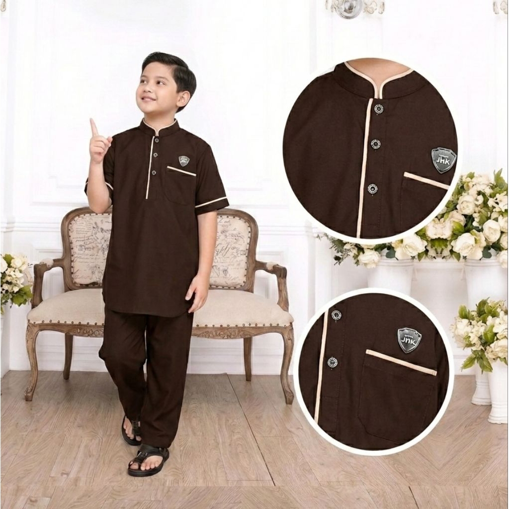 baju koko anak setelan baju muslim Laki-Laki Usia 1-12Tahun Set Baju Celana