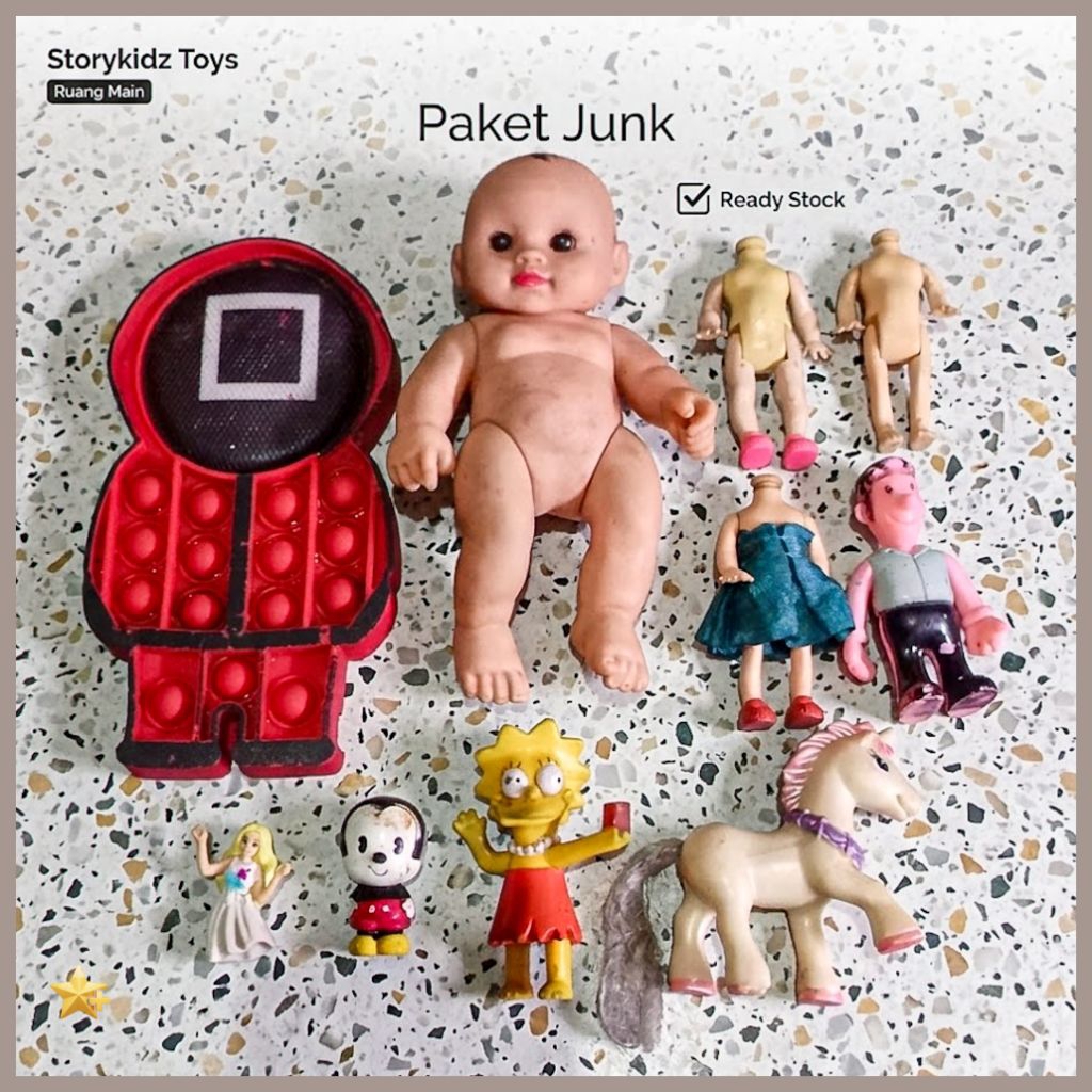 Paket Junk Mainan Campur Squid Game Lisa Simpson Boneka Kuda Pony Bahan Custom DIY Repaint