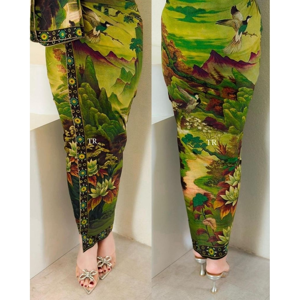 Kamen lukis motif cantik set selendang / kain lembaran
