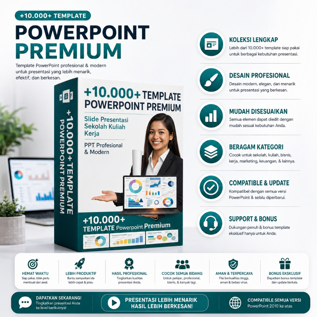 10.000+ Template PowerPoint Premium | Slide Presentasi Sekolah Kuliah Kerja | PPT Profesional & Mode