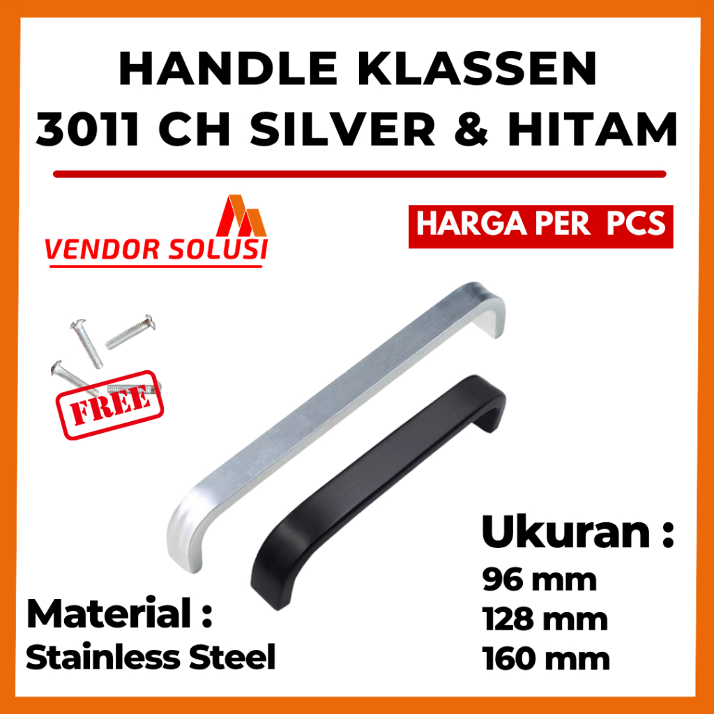 Handle Tarikan Lemari Aluminium 3011 Minimalis Besi Babet Chrome Laci Nakas
