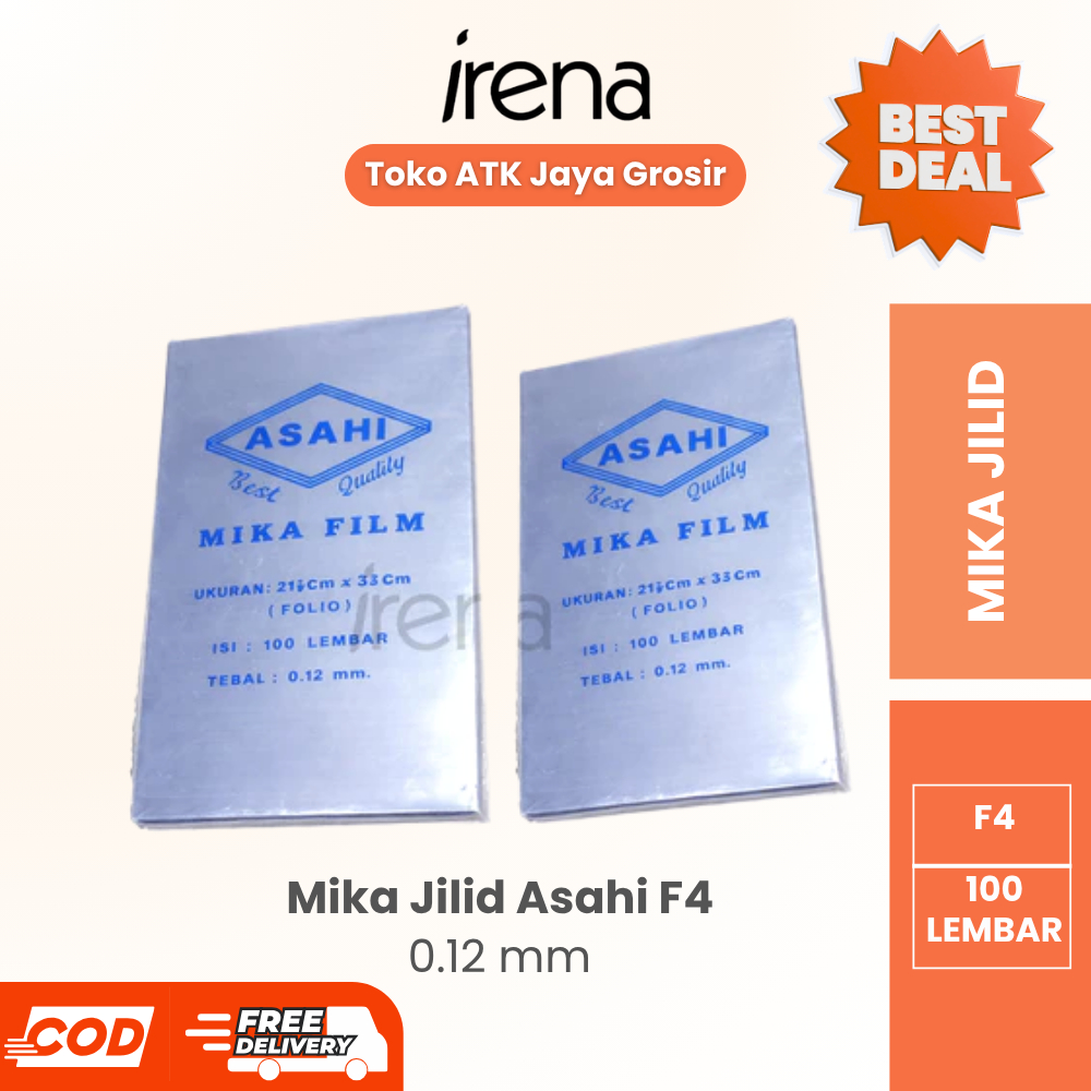 ASAHI Mika Jilid F4 Tebal 0.12mm Pak Isi 100 Lembar / Cover Mika Jilid