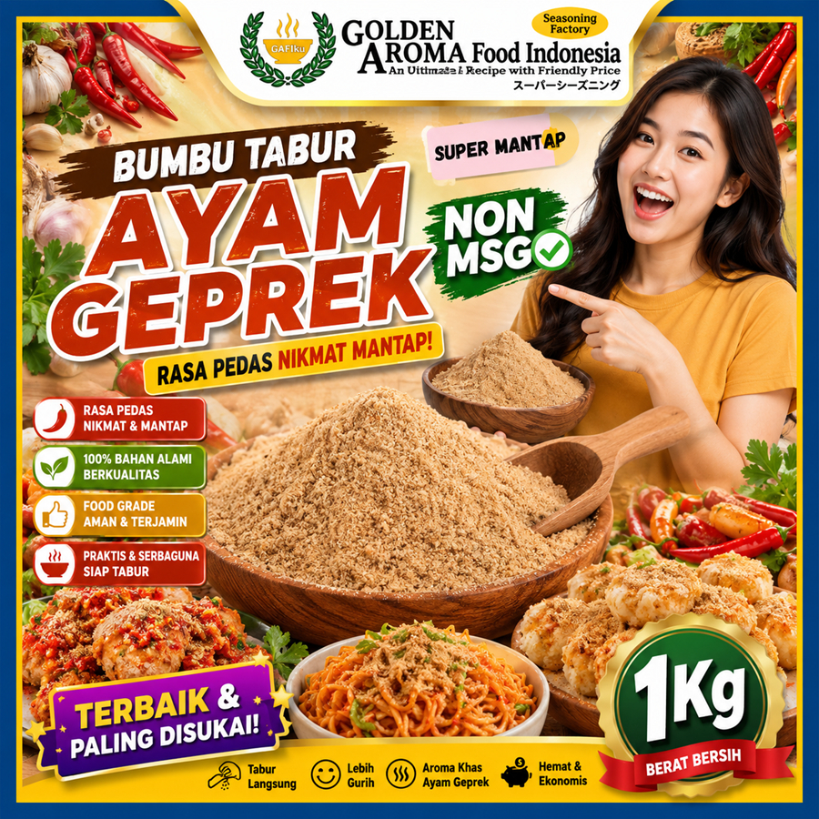 BUMBU TABUR AYAM GEPREK NON MSG 1 KG FOOD GRADE 1Kg Bubuk Bumbu Cilor Papeda Mie Lidi Makaroni