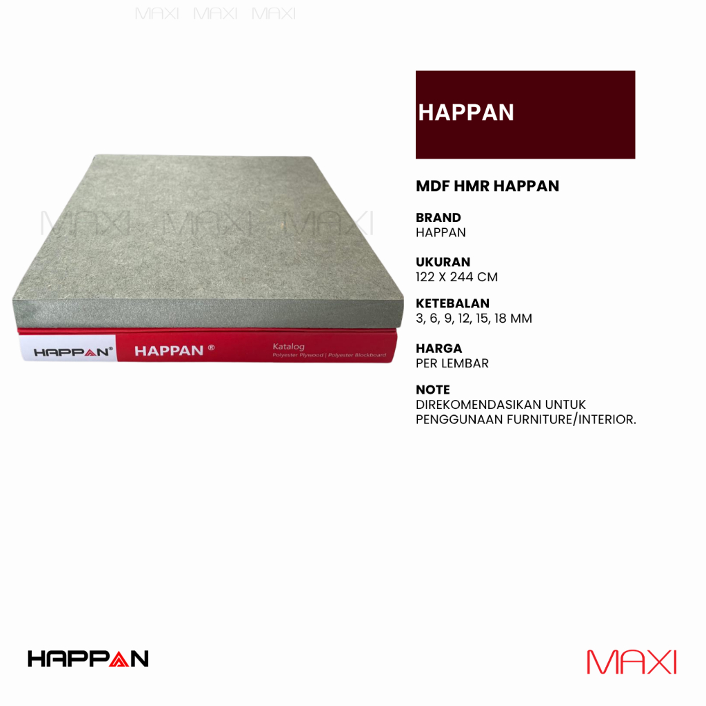 HAPPAN I OXWOOD | - HMR = MDF Waterproofing - 122 x 244 cm - 3mm I 6mm I 9mm I 12mm I 15mm I 18mm