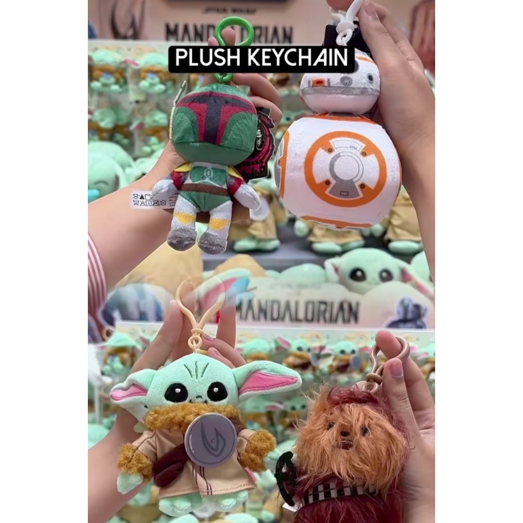 Gantungan Kunci Keychain Plush Mandalorian / Grogu / BB-8 / Chewbacca / C-3PO / R2-D2 / Princess Lei