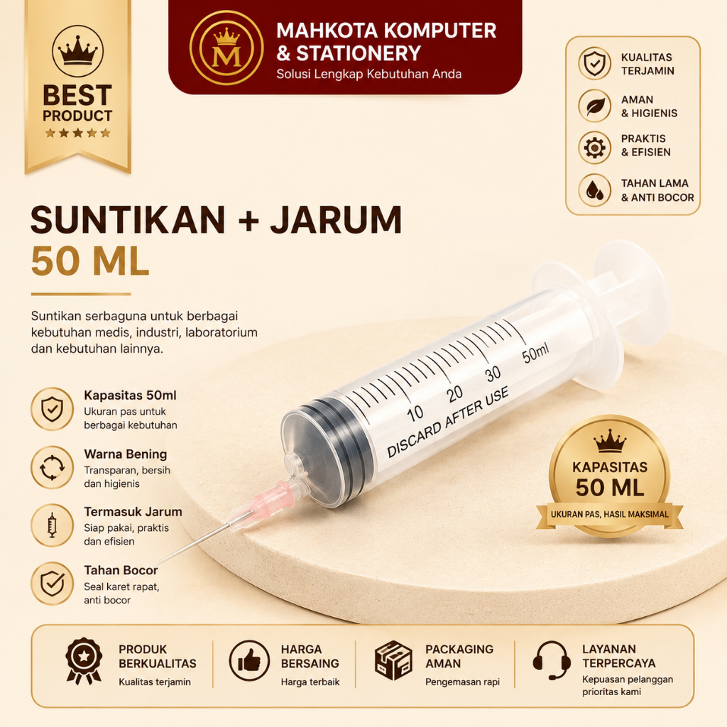 Syringe Spuid Spuit-Jarum Suntik-Suntikan Tinta-50ML