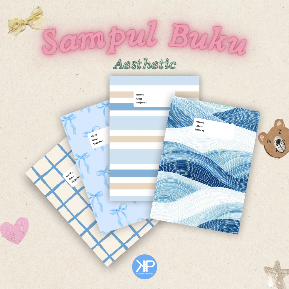 Isi 10 Pcs Sampul Buku Motif Biru Blue Series Sampul Buku Aesthetic Tema Blue Coquette Warna Biru Pa