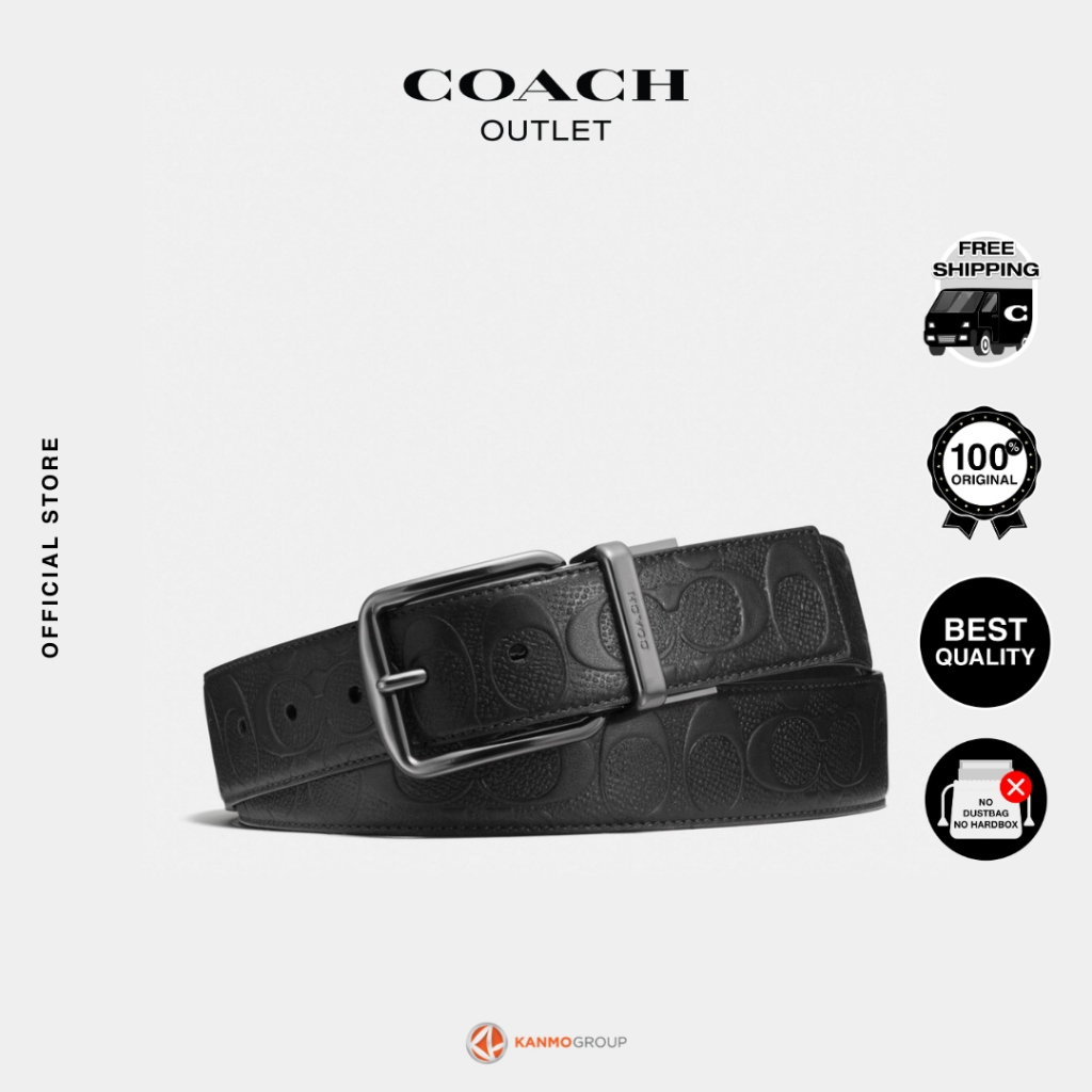 Coach Harness Buckle Cut To Size Reversible Belt, 38 Mm - Sabuk Pria