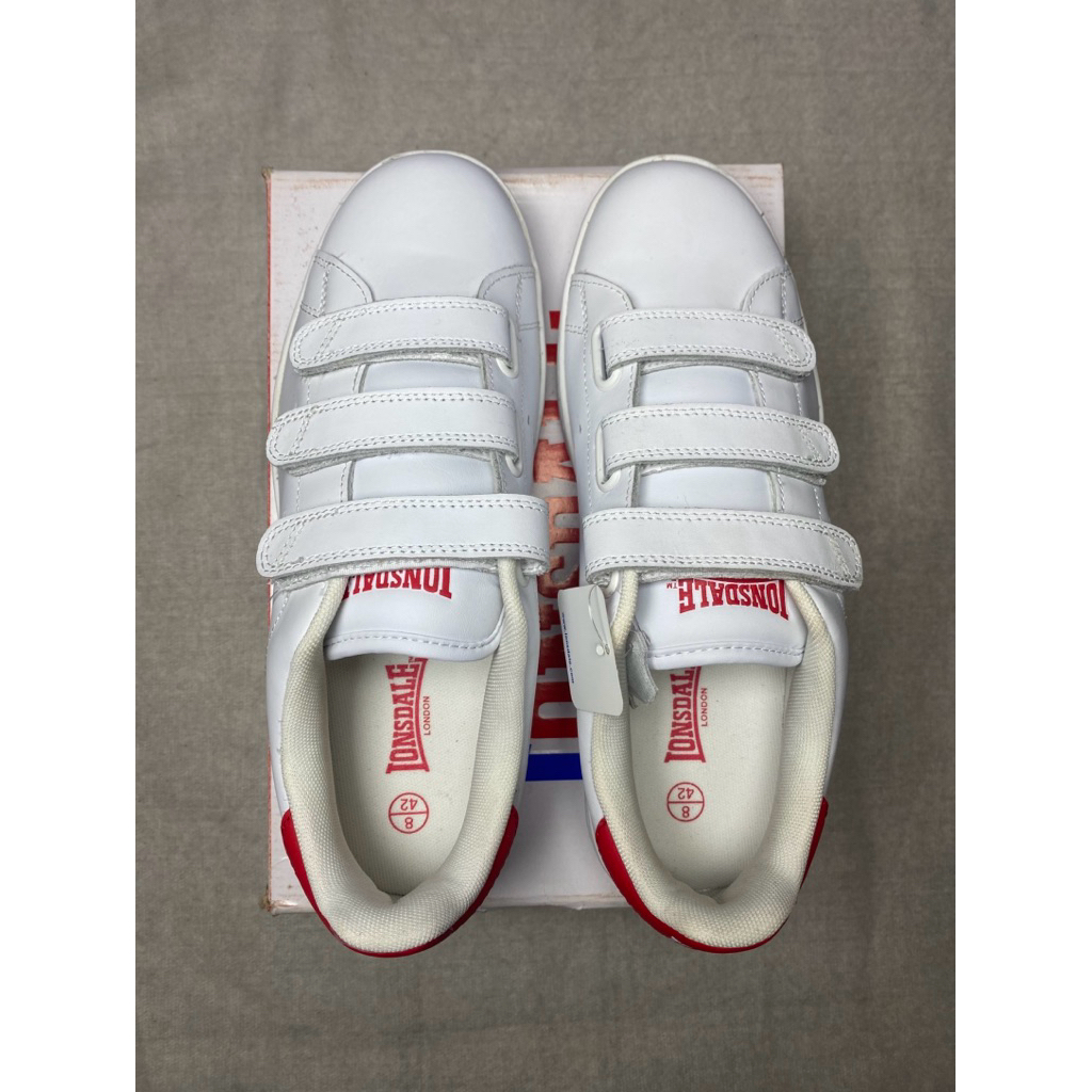Lonsdale Leyton Velcro Shoes Classic White red