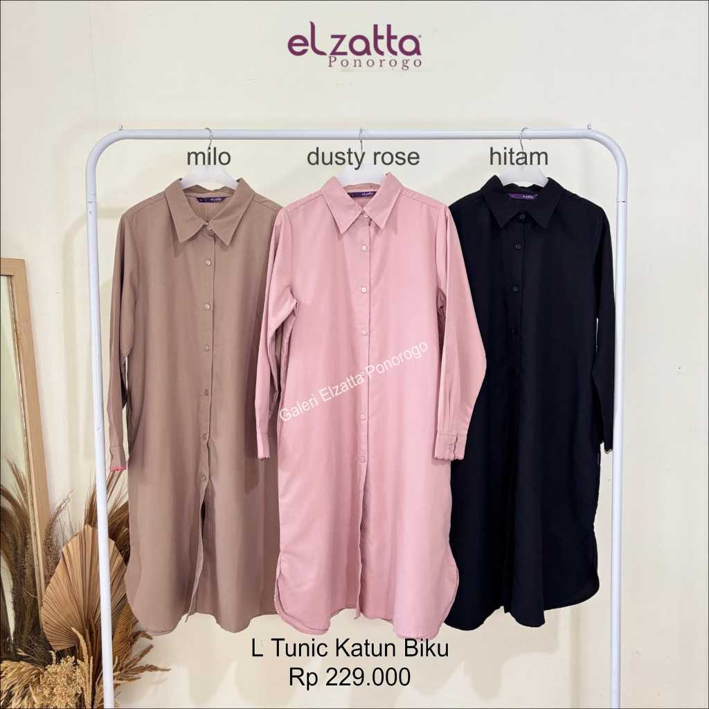ELZATTA LONG TUNIK KATUN BIKU | TUNIK PANJANG POLOS (PONOROGO)
