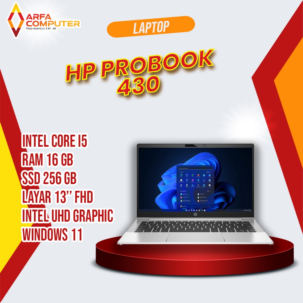 Laptop Second Premium HP Probook 430 Intel Core I5 Gen 10 RAM 16GB SSD 256GB Windows 11 Original