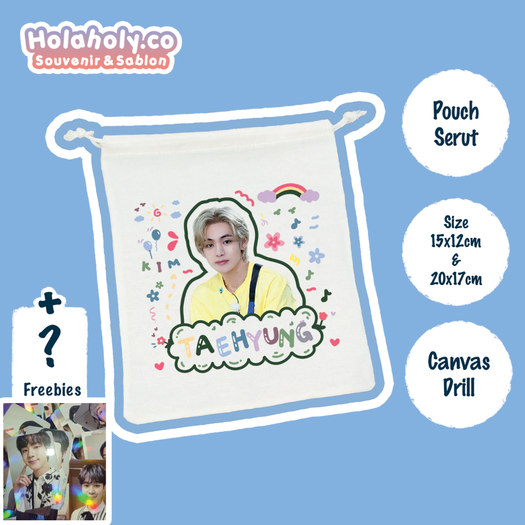 Pouch Serut BTS Kanvas Gemes KPOP Freebies Fankit ARMY untuk Gift Kado Korea [READY][COD]