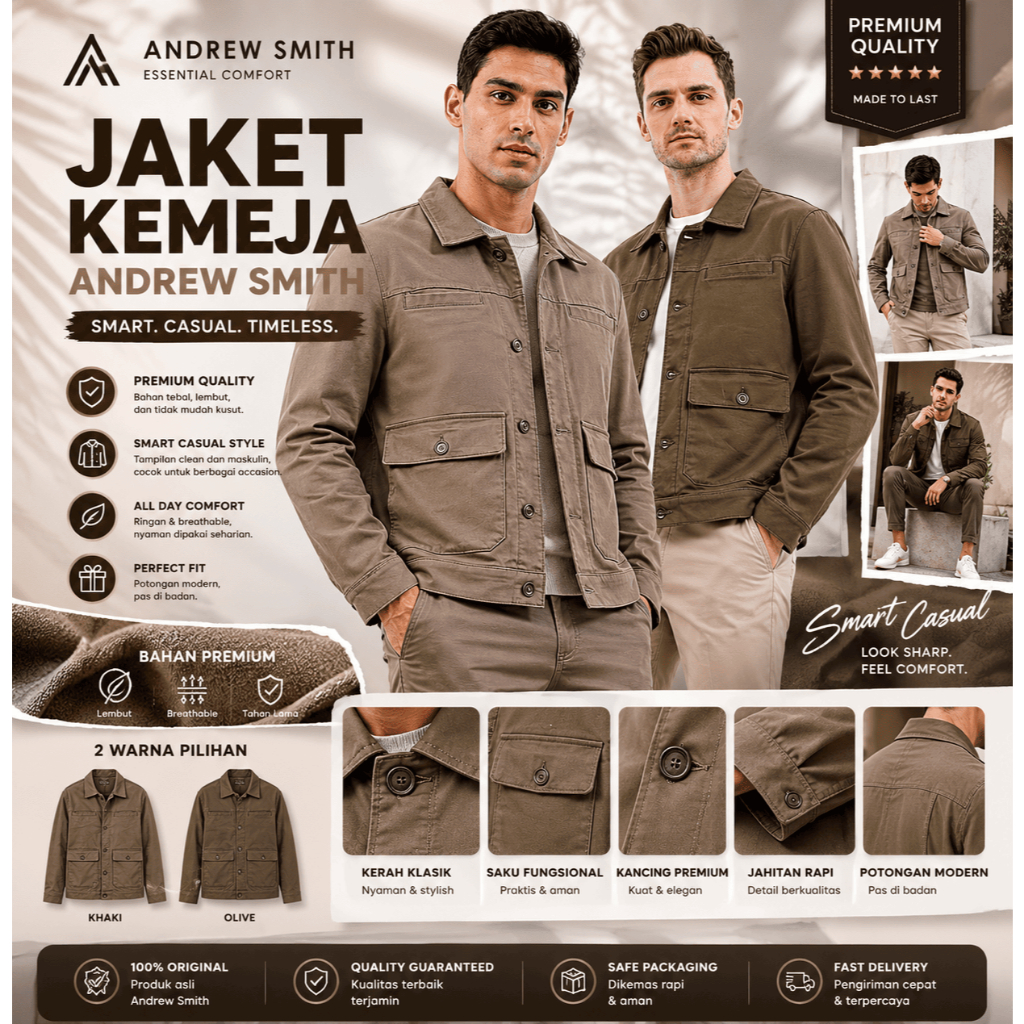 Jaket Kemeja Polos Pria Andrew Smith