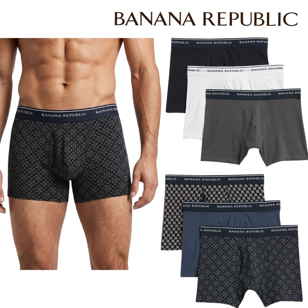 3 pcs ORIGINAL Celana Dalam Pria Banana Republic Boxer Briefs Premium - Bahan Katun Stretch Berkuali