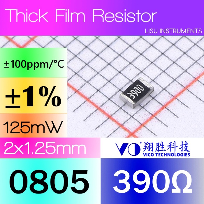 390R 0805 ±1% 125mW SMD Thick Film Resistor 390R 3900 SCR0805F390R VO