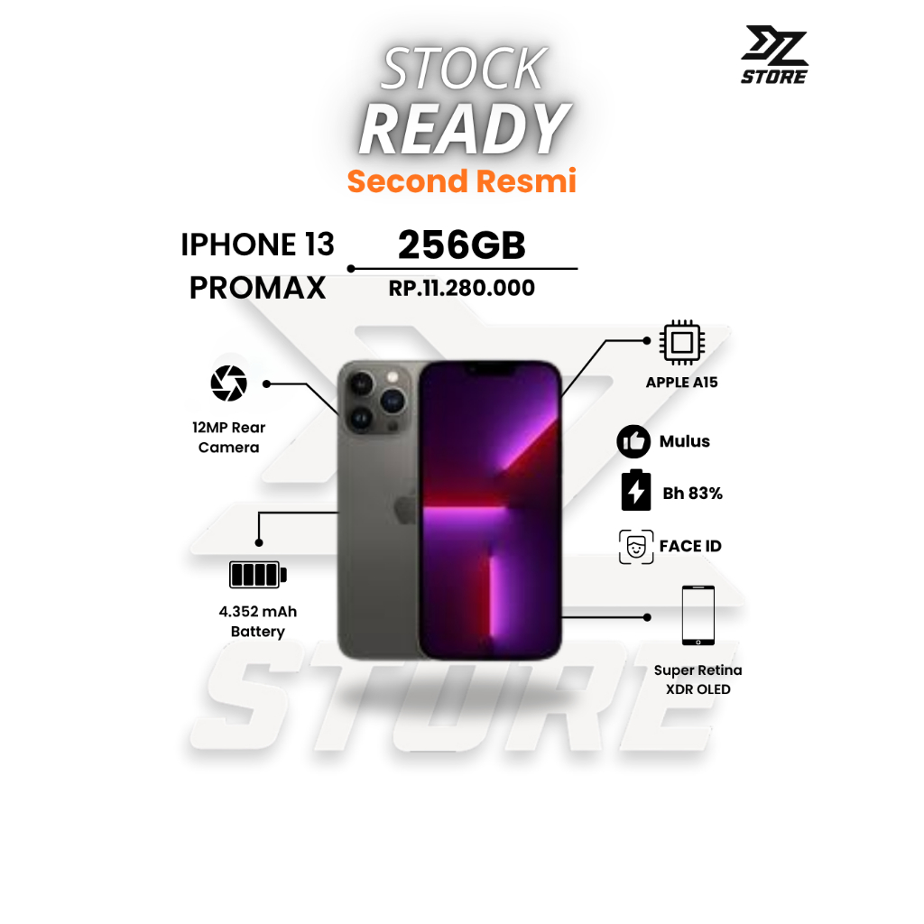 iPhone 13 Pro Max Second Ibox 256GB Graphite Original Apple | Garansi Full